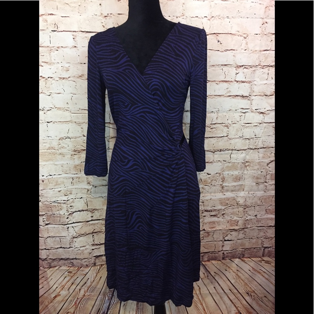 Express Wrap Dress Animal Print Blue Medium